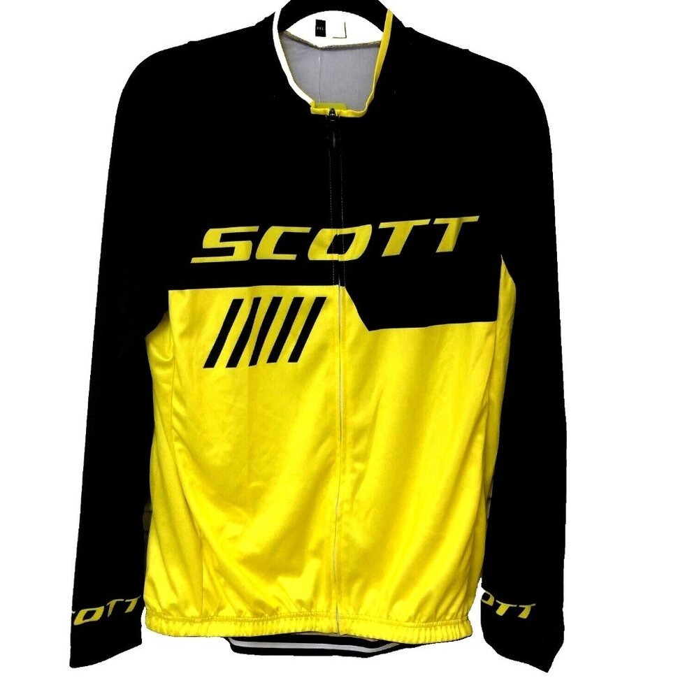 NWT SCOTT Mens Cycling Jersey Jacket Full Zip Black Yellow Breathable Biking 2XL